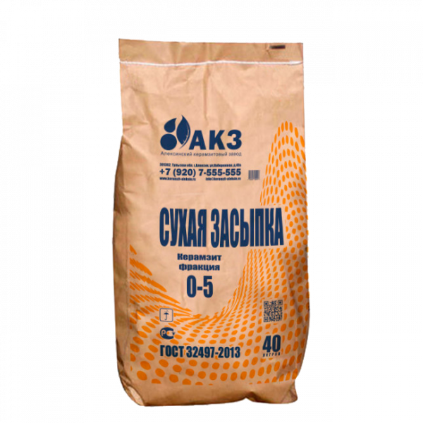 керамзит сухая засыпка, фракция 0 - 5 мм, 40 л - СМЕСИ ПРОЧЕГО НАЗНАЧЕНИЯ - купить в липецке в магазине уровень
